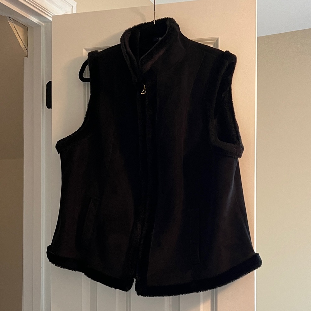 Chaps Black Faux Fur Vest